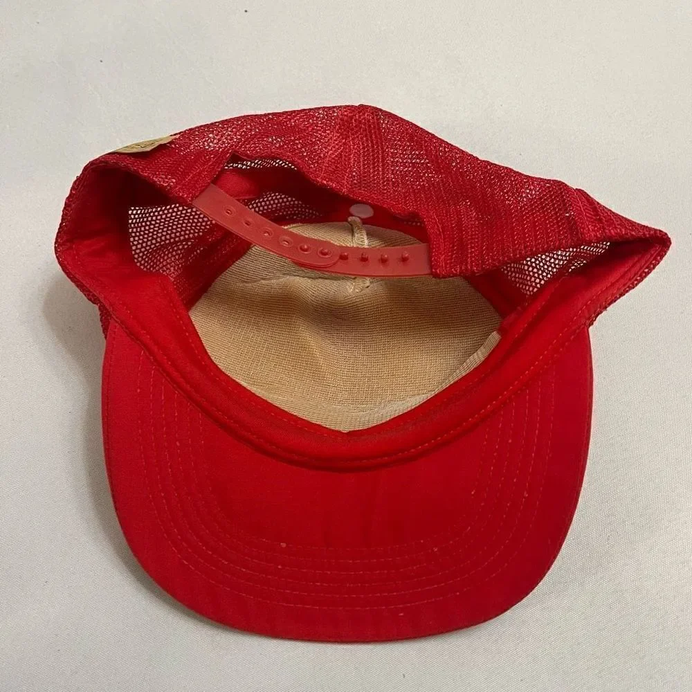 Vintage Miller Hat Cap Adult White Red Snap Back Trucker Beer Drinking 80s Mens